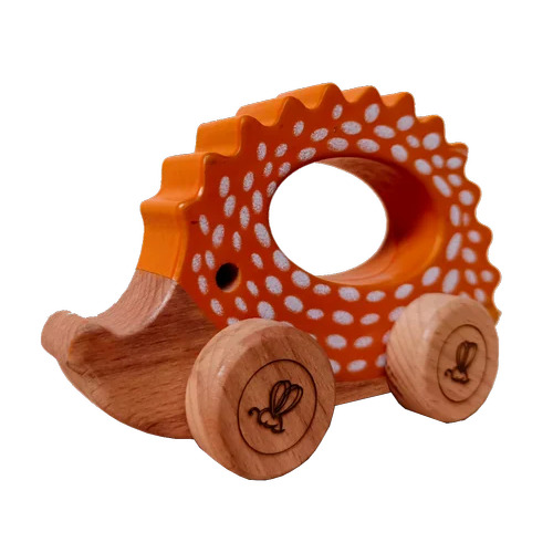 Hedgehog Wooden Car - Wooden, Multicolor | Non-Toxic, Safe Play for Ages 18 Months and Up, Ideal for School and Play School Environments