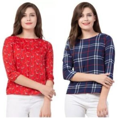 Ladies Cotton Top - Multicolor, Printed Design | Anti-Wrinkle, Breathable, Comfortable