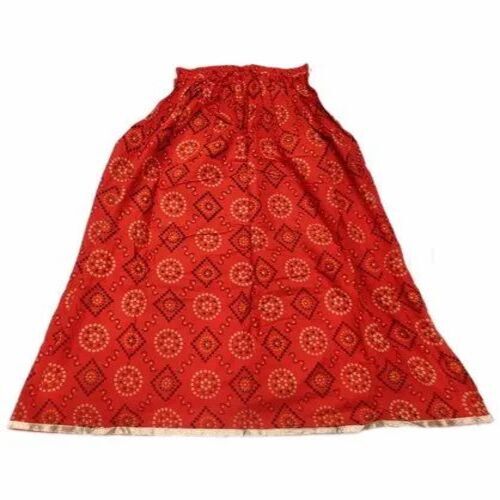 Printed Rayon Skirt - Stitched, 150 GSM | Elegant Red Fabric, Party Wear, Custom Size, Attractive Printed Design