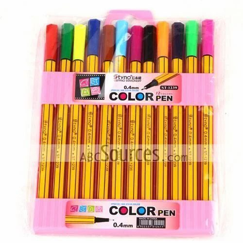 Sketch Pen - Plastic Material, Standard Size, Multicolor Finish | Smooth Writing, High Grip, Fine Finished Quality, Pack of 12