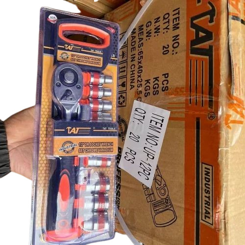 Socket Wrench Set - Hexagonal 1/2 Inch Drive, Stainless Steel Material | 6 Months Warranty, Customized Size, Silver Finish
