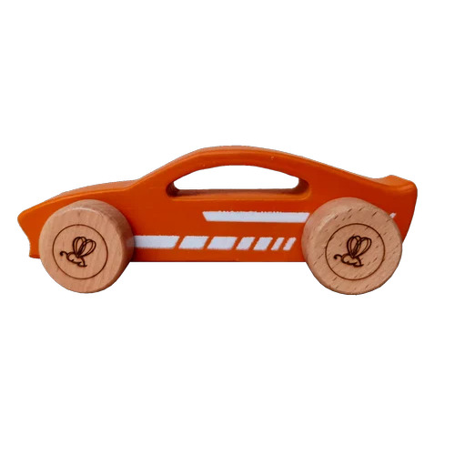 TinyBee PA0600 Wooden Car Toy - Wooden, Red and Brown | Durable and Lightweight Design, Smooth Wheels for Easy Movement, Enhances Creativity and Motor Skills