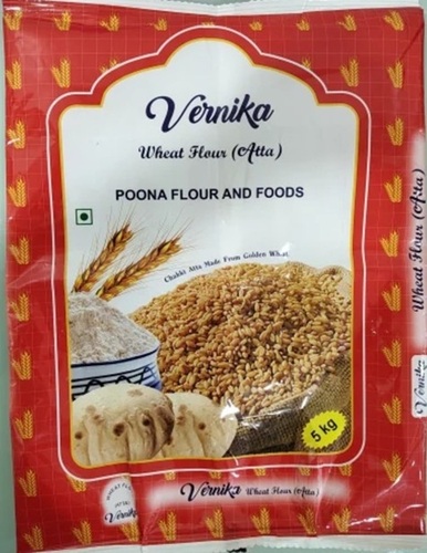 Wheat Flour Bag - 5 Kg Center Sealed Pouch, Glossy Finish, Printed Rotogravure Design, Food-Grade PET Material