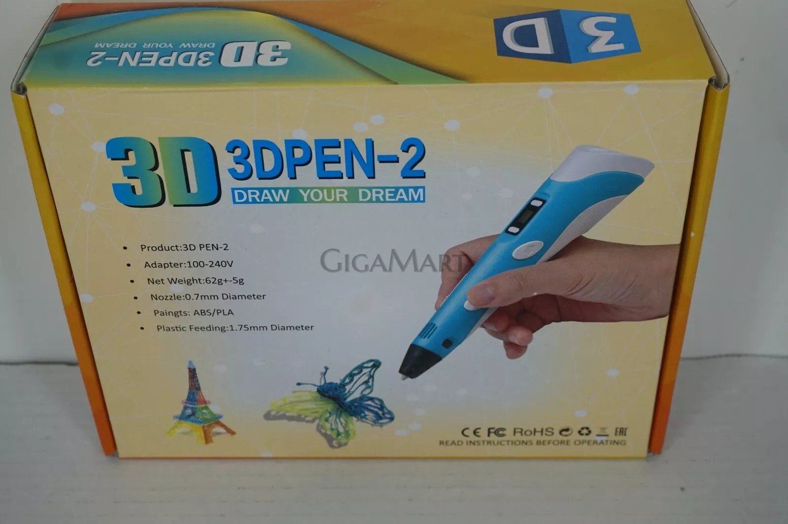 3D Pen with Adapter 3D Pen for Kids (3 Color PLA Filament) 3D Printer Pen