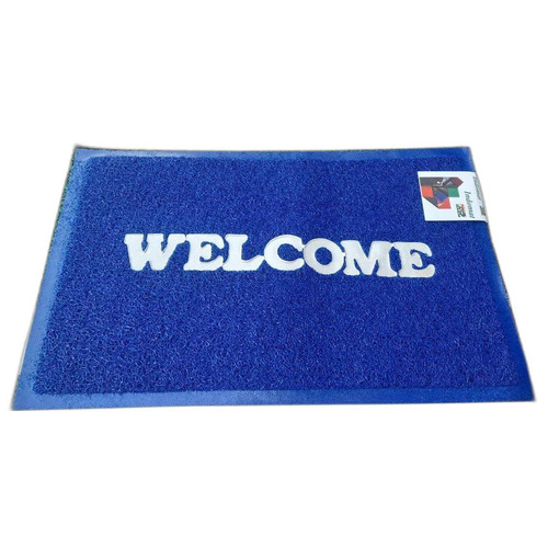 PVC Welcome Door Mat - 5mm Thickness, Rectangular Shape, Blue Color | Anti-Slip, Stain Resistant, Waterproof, Eco-Friendly, Fire Resistant, Washable, Dirt Resistant, Chemical Resistance, Slip Resistant