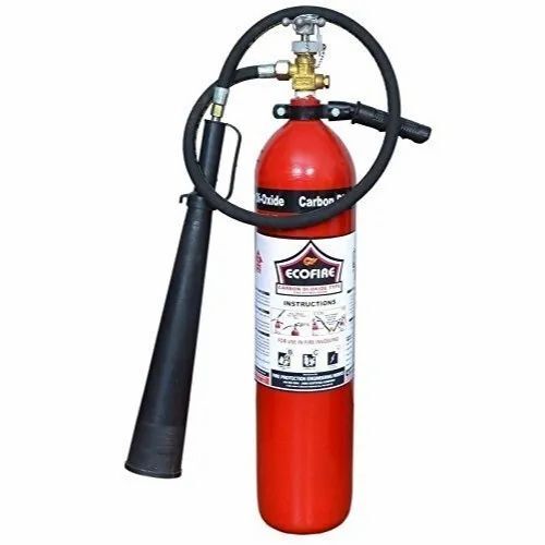 CO2 Fire Extinguisher - 4Kg Capacity, Fine Finished Durable Carbon Steel | Red Color, 1 Year Warranty, Industrial Application