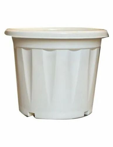 Creator Flower Pot - Durable Plastic, Round Shape 12-Inch Top Diameter, White Color, Perfect Finishing, Customized Designs