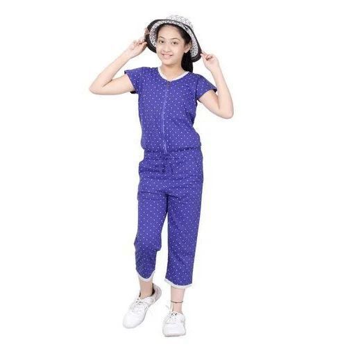 Girl Jumpsuits - Cotton, Plus Size, Short Sleeves, Variety of Colors | Comfortable Fit, Breathable Material, Cute Dotted Patterns, Elastic Waistband