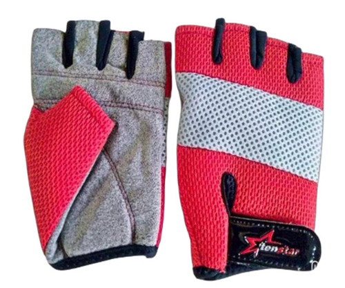 Gym Gloves Airmax - Leather, All Size, Red | Breathable, Flexible Design, Half Finger Style