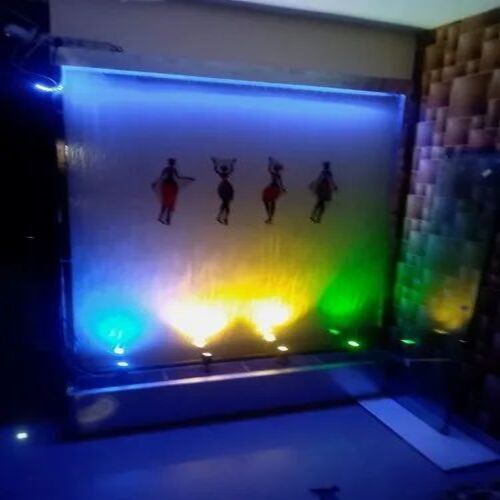 Indoor Multi-Color Glass Fountain - 2 Inch Nozzle Diameter | Customize Size, Elegant Golden Features