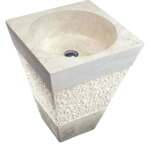 Italian Marble Pedestal Wash Basin - Rectangular Shape, Glossy Finish | Customized Size Bathroom Accessory