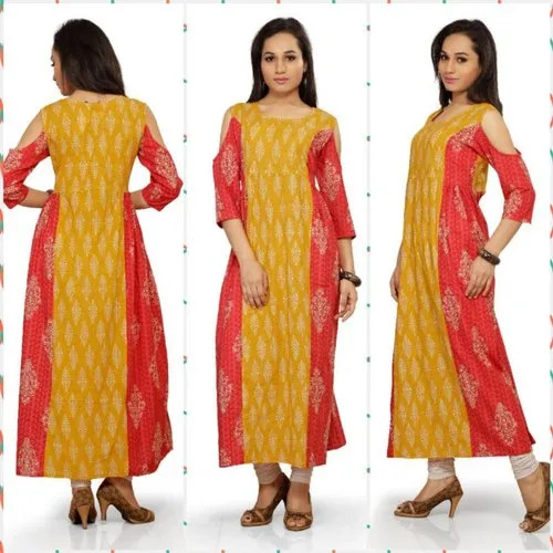 Ladies Bagru Round Neck Kurti