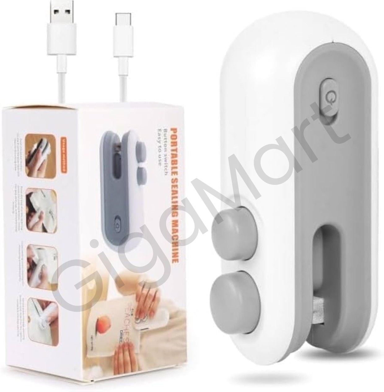 Portable Mini Sealing Machine 2 in 1 Rechargeable, Magnetic, Heat Seal with Cutter