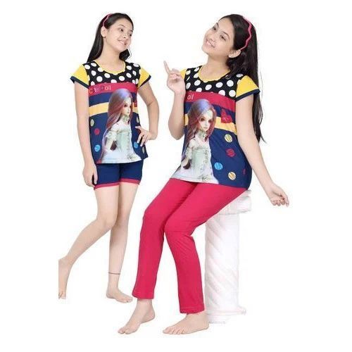 Premium Design Girls Night Dress - Cotton, Sizes S-XL, Various Colors | Comfortable Fit, Breathable Material, Cute Patterns, Elastic Waistband