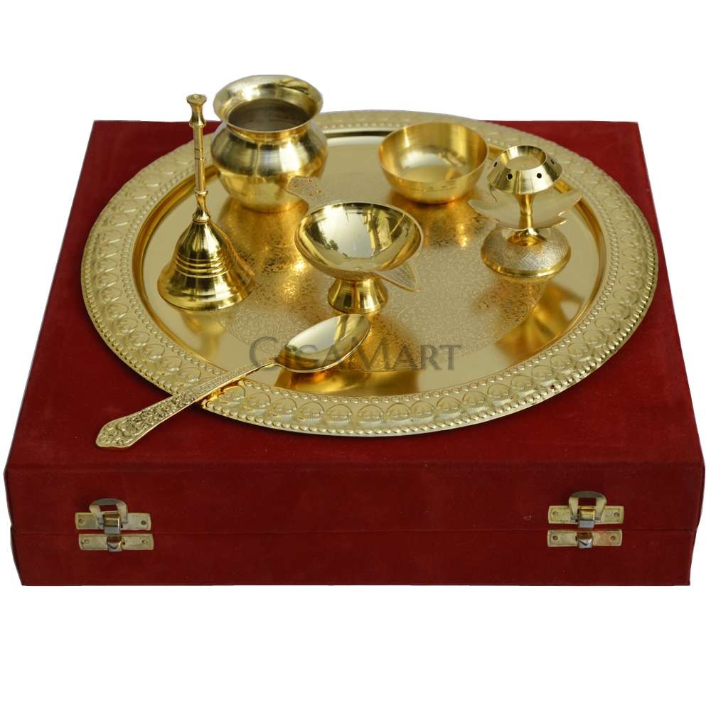 Premium Gold Plated Pooja Thali Set