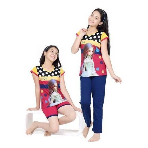 Stylish Girls Night Dress - Cotton Material, Sizes S-XL | Comfortable Fit, Breathable, Lightweight, Cute Patterns, Elastic Waistband, Variety of Colors