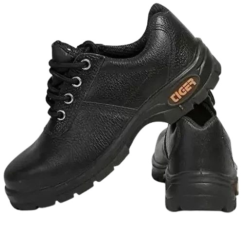 Tiger Safety Shoes - Leather, Size 8, Black | Low Ankle, Lace Style, Durable & Comfortable Design, 6 Month Warranty