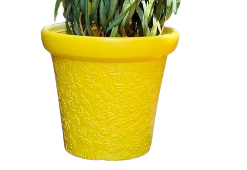 Valentine Flower Pot - Plastic, 12 Inch Top Diameter, Yellow Color | Very Good Quality, Durable, Embossed Effect, Perfect Finishing, Round Shape