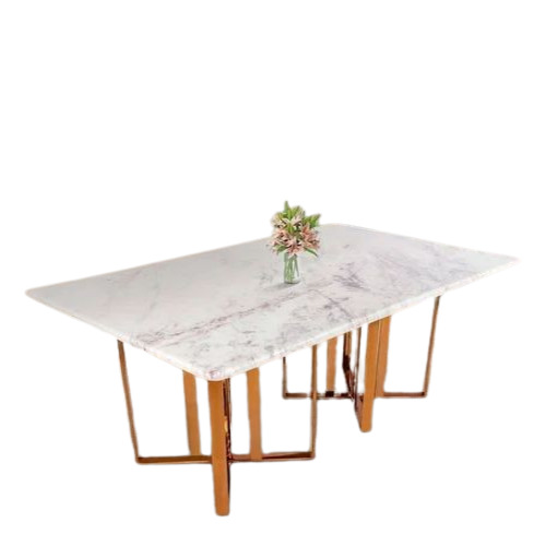 White Marble Dining Table - Rectangular Shape, Indo Italian Marble, Multicolor Design | Attractive, Designed for Optimum Use