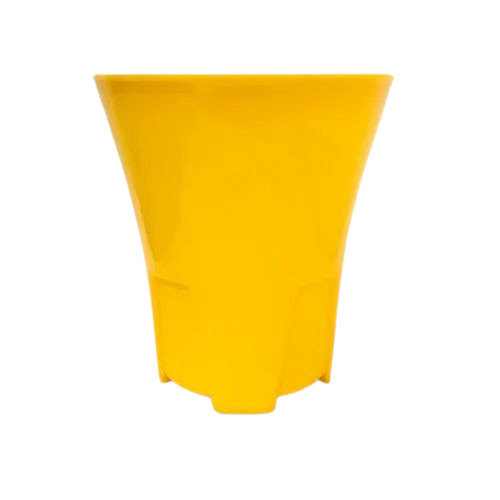 Yellow Plastic Flower Pot - 23 Cm Diameter, Durable Plain White Finish, Very Good Quality for Garden Use