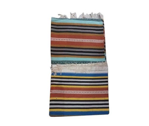 7x4 Feet Cotton Handloom Durrie - Cotton Fabric, Rectangular Shape, Striped Pattern, Washable Design | Ideal for Floor Use, Handloom Crafted