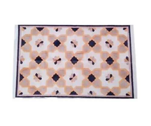 Beige Wool Cotton Blend Kilim Handloom Rug - Rectangular Shape, Multicolor, Anti-Slip and Washable for Home and Hotel Use