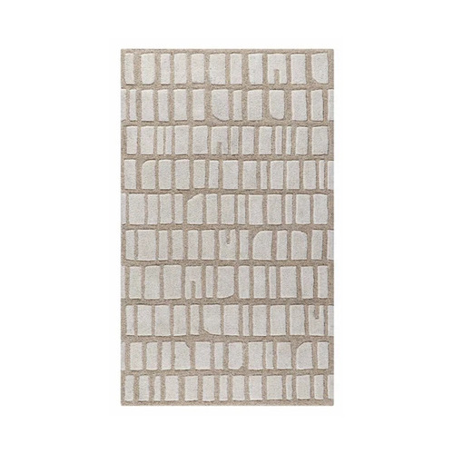 Beige Wool Hand Woven Rug - 14mm Thickness, Anti Slip Feature | Hand Washable, Machine Washable, Rectangle Shape for Home and Hotel Use