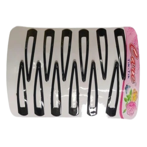 Black Hair Pin - Plastic Material, 12 Pairs, Plain Pattern, Fancy Accessory for Women and Girls