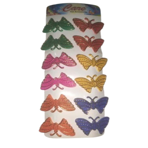 Butterfly Hair Pins - Plastic Material, 6 Pairs Pack | Fancy Multicolor Design for Women and Girls