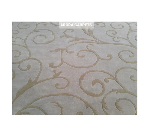 Cream Woolen Floor Carpet - Wool Material, Rectangular Shape, Cream Color | Easy to Clean, Non-Slip, Modern Design, Customized Sizes, Anti-Slip Feature