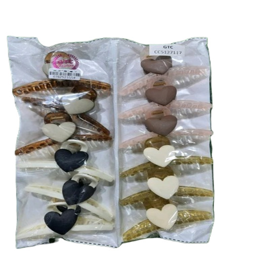 Designer Hair Clutcher - Plastic Material 9 cm Size Multicolor Design | Fancy Hair Accessory for Ladies Suitable for Casual Wear