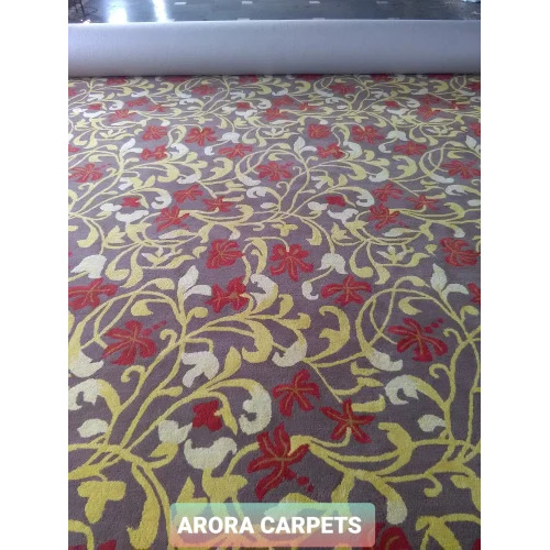 Floral Printed Wool Floor Carpet - Handmade, Rectangular Shape | Easy to Clean, Non-Slip, Customizable Color and Design, Modern Style
