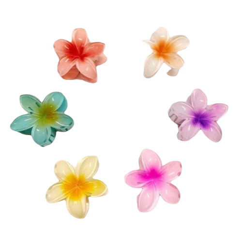 Flower Hair Claw Clips - Plastic Material 3.5 cm Size Multicolor Design | Fancy Accessory for Ladies Ideal for Casual Wear Suitable for Girls and Women