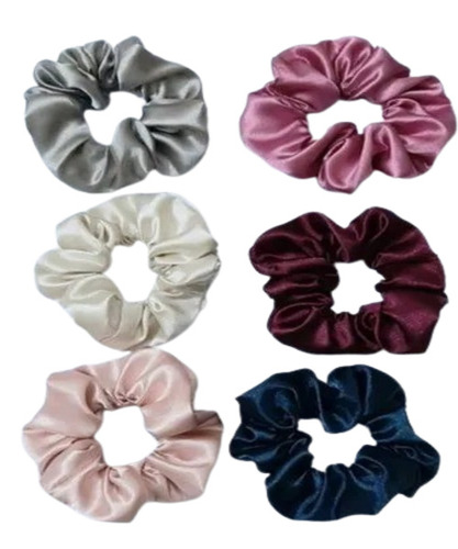 Hair Rubber Bands - Satin & Other Materials, 8 cm Size | High Grip, Multicolor, Good Quality, Fancy Accessory for Ladies