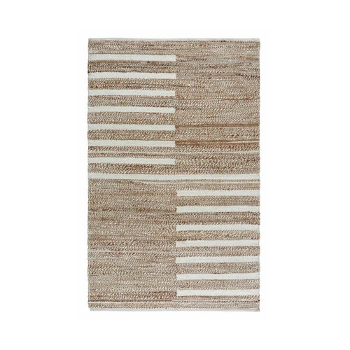 Jute Wool Hand Woven Rug - Rectangular, 6mm Thick, Brown and White | Handcrafted, Anti-Slip, Ideal for Home and Hotel Use