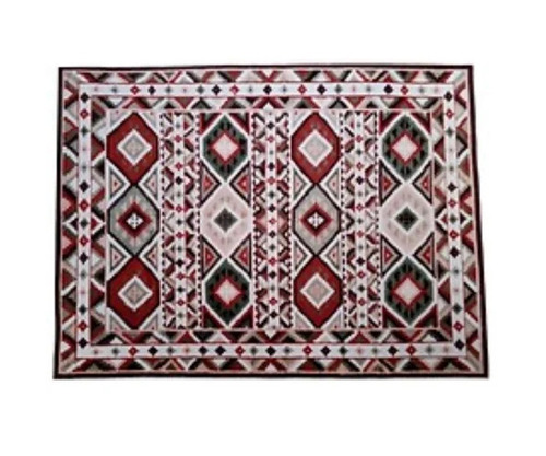Maroon Printed Hand Woven Kilim Rug - Wool 80% & Cotton 20% | Rectangular Shape, Multicolor Design, Hand Washable, Anti-Slip Feature, Suitable for Home & Hotel
