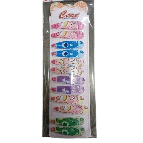 Printed Hair Pins - Plastic Material, 6 Pairs Packing Size | Multicolor Fancy Hair Accessories for Women and Girls