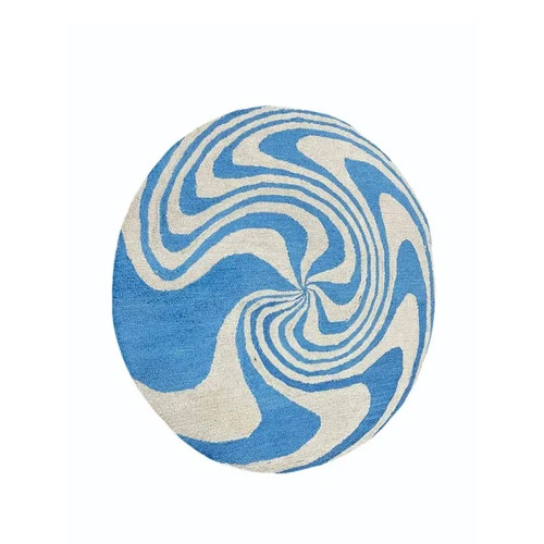 Handmade Rectangular Wool Runner Rugs - Blue & White, Corrosion Proof, Stain Resistant, Anti Slip, Modern Design, Floor Use