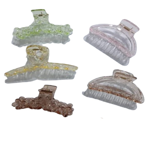 Unbreakable Hair Clutcher - Plastic 7 cm Size | Multicolor Plain Pattern Fancy Hair Accessory for Girls and Women Casual Wear