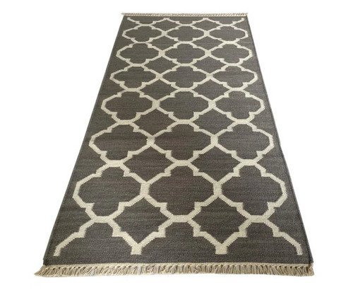 Wool Grey Kilim Handloom Rug - 80% Wool 20% Cotton Rectangular Shape | Anti Slip Washable Perfect for Home and Hotels