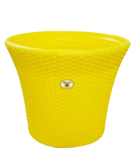 Yellow Plastic Flower Pot - 9 x 12 Inch (Dia x H) | Durable, Designer Pattern, Fine Finished