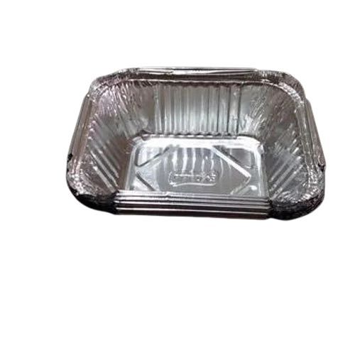 Aluminium Container With Lid - 450 ml Square, Glossy Silver | Leak-Proof Design, Reusable, Compact Storage, Odor-Free Material, Easy to Clean