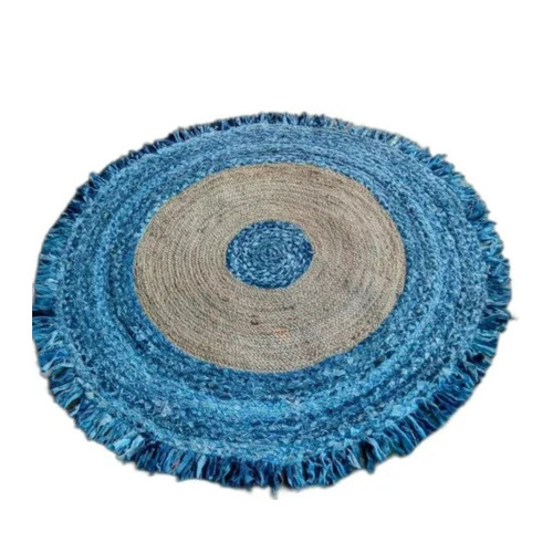 Blue Braided Jute Rug