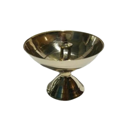 Brass Diya Pooja Jyot - Brass, Compact Design, Yellowish Gold | Steady Flame, Durable, Ideal for Temples and Home Ceremonies