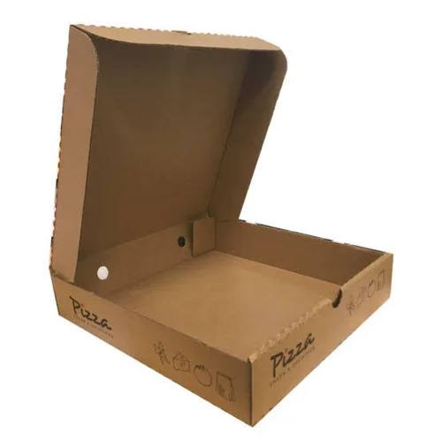 Corrugated Pizza Box - Paper Material, Rectangular Shape, Brown Color | Durable, Eco Friendly, Food Packaging Solution