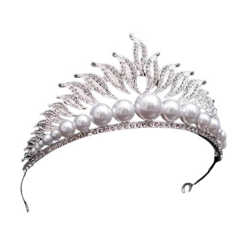 Crown Tiara - Plastic Material, Fancy Design in Ivory White | Stylish Hair Accessory for Parties, Weddings, Suitable for Women and Girls