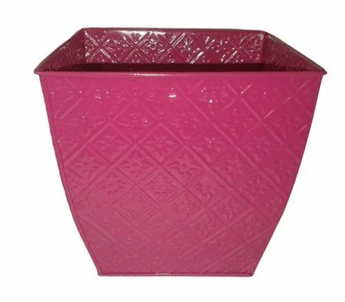 Metal Square Planters - Metal, 6.5x6 Inch, Purple | Durable, Fine Finished, Plain Pattern for Elegant Garden Use