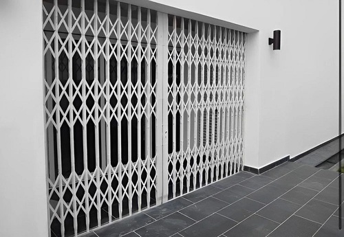 Mild Steel Collapsible Gate - Heavy Duty, Customized Size, Matte Black | Security and Visibility Features with Bearing and Nylon Wheels