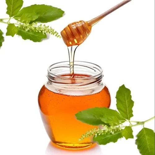 Natural Honey - Liquid, Sweet Taste, Tulsi Flavor | Food Grade Jar, 2-Year Shelf Life, Ideal for Food and Health Supplements