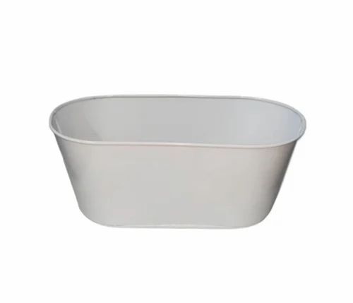 Oval Metal Planter - 12x5 Inch Dimensions, Polished Finish , Durable Iron Material with White Color